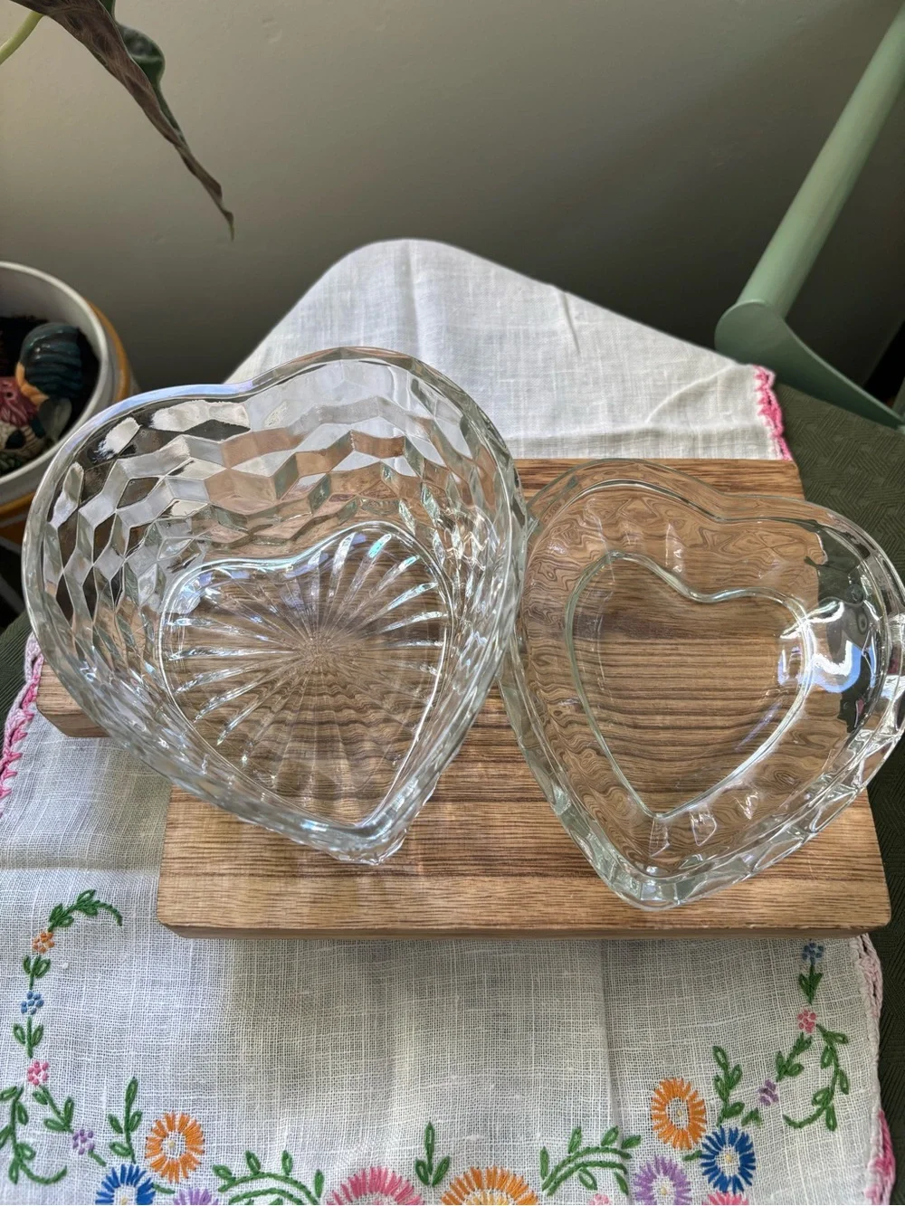 Vintage Homco Clear Heart-Shaped Glass Dish